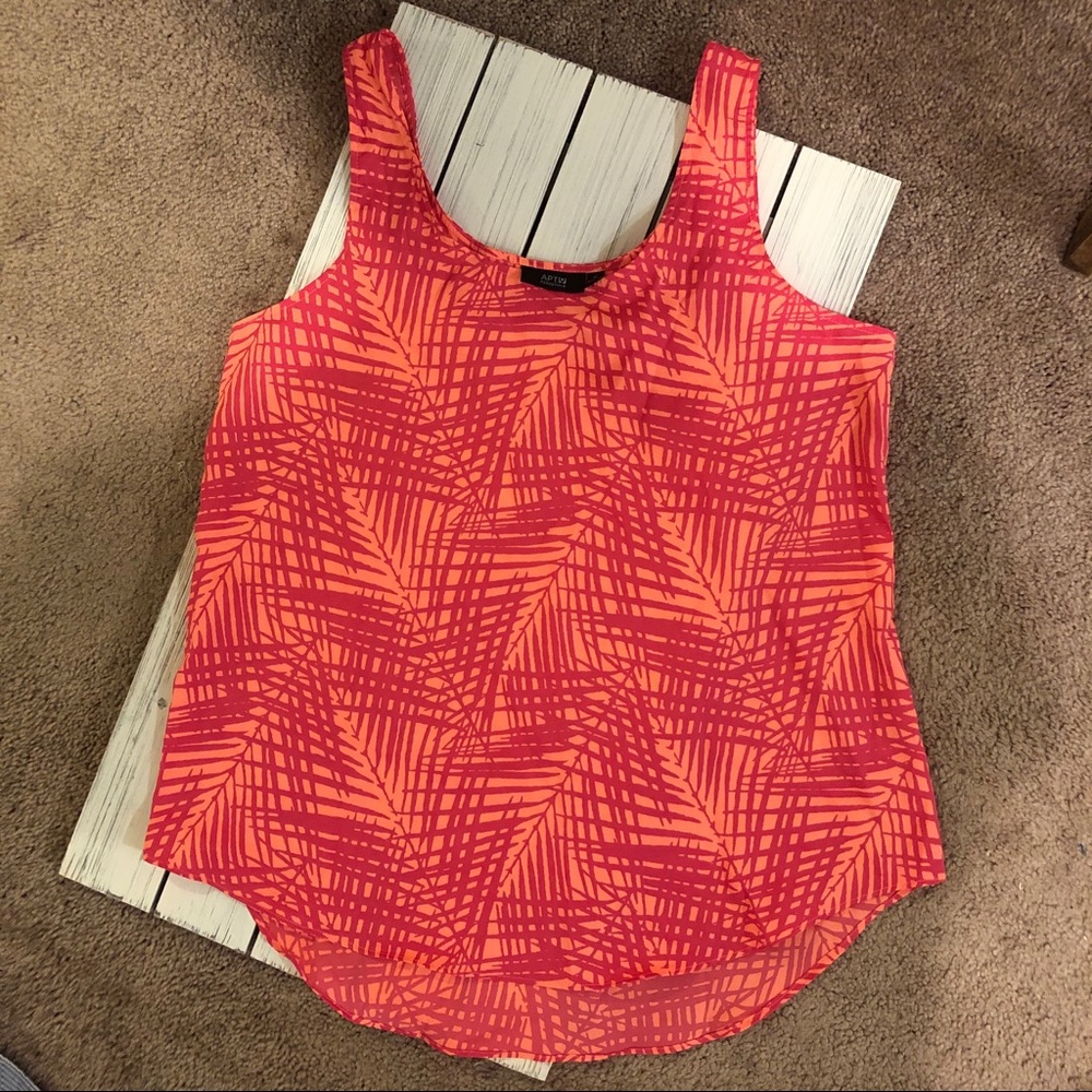 Coral Pink/Orange Palm Fronds - Blouse Tank
